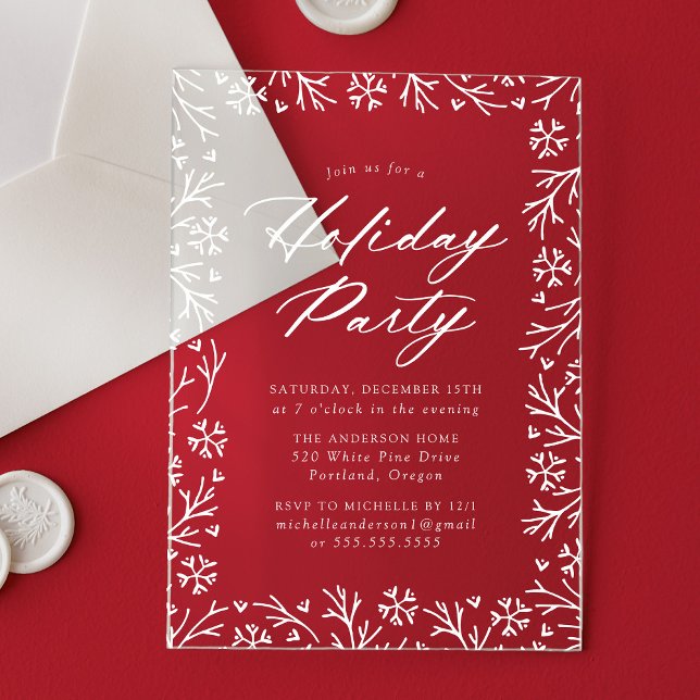 Elegant Snowflake Holiday Party Acrylic Invitations (Creator Uploaded)