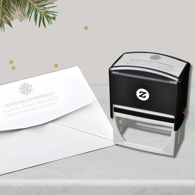 Elegant Snowflake Holiday Stamp Business Address (Creator Uploaded)