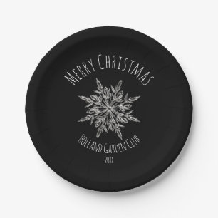 Elegant Snowflake Ice Crystal Xmas Paper Plates