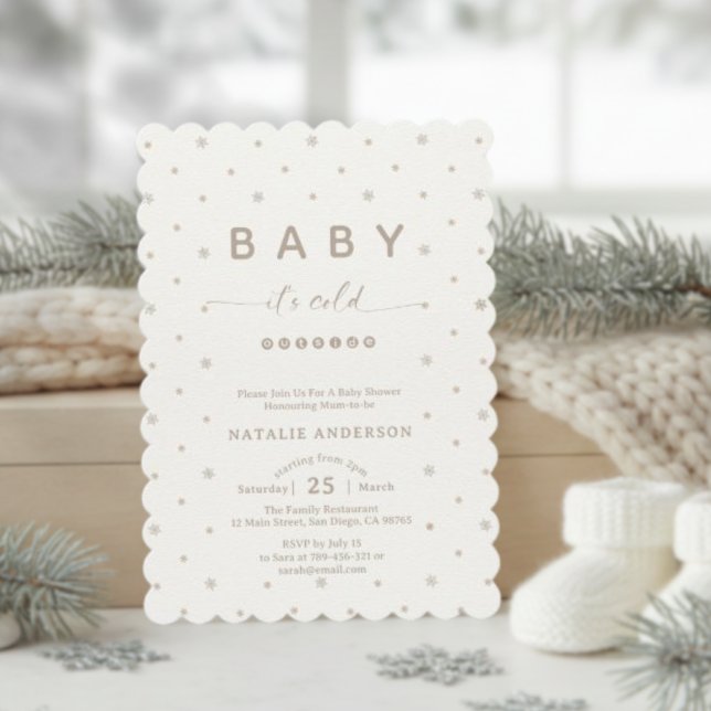 Elegant Snowflake It's Cold Outside Baby Shower Invitation (Elegant Snowflake It's Cold Outside Baby Shower Invitation)