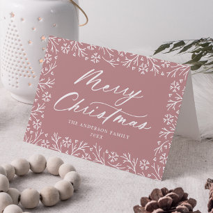 Elegant Snowflake Mauve Merry Christmas Non-Photo Holiday Card