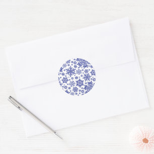 Elegant Snowflake (Midnight-White) Classic Round Sticker