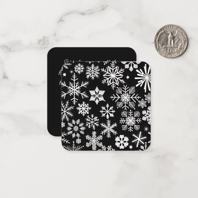 Elegant Snowflake Mini Black & White Christmas Card (Front/Back In Situ)