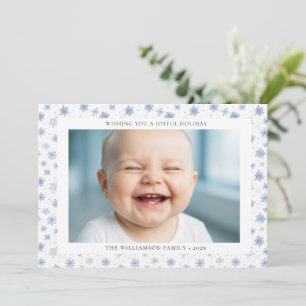 Elegant Snowflake Modern Photo Christmas  Holiday Card