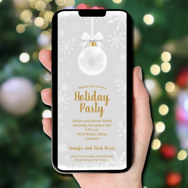 Elegant Snowflake Ornament Christmas Invitation (Elegant Snowflake Ornament Christmas Invitations - INSTANT DOWNLOAD and/or PRINTED)