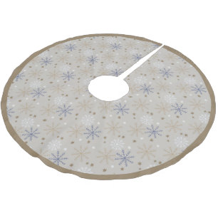Elegant Snowflake Pattern Beige Brushed Polyester Tree Skirt