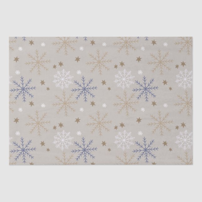 Elegant Snowflake Pattern Beige  Tissue Paper (Front)
