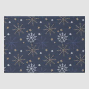 Elegant Snowflake Pattern Dark Blue Tissue Paper