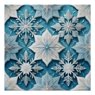 Elegant Snowflake Pattern for Winter Décor Poster