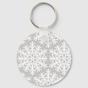 Elegant Snowflake Pattern Key Ring