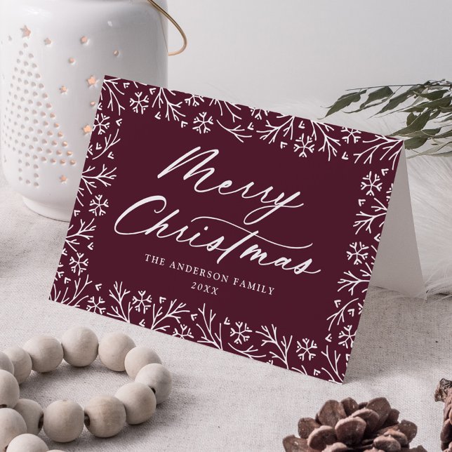 Elegant Snowflake Purple Merry Christmas Non-Photo Holiday Card (Creator Uploaded)