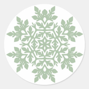 Elegant Snowflake (Sage Pine) Classic Round Sticker