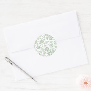 Elegant Snowflake (Sage Pine-White) Classic Round Sticker