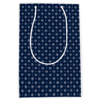 Elegant Snowflake Seamless Blue Pattern Medium Gift Bag