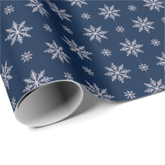 Elegant Snowflake Seamless Blue Pattern Wrapping Paper