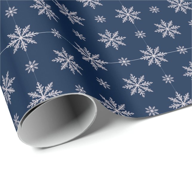 Elegant Snowflake Seamless Blue Pattern Wrapping Paper (Roll Corner)