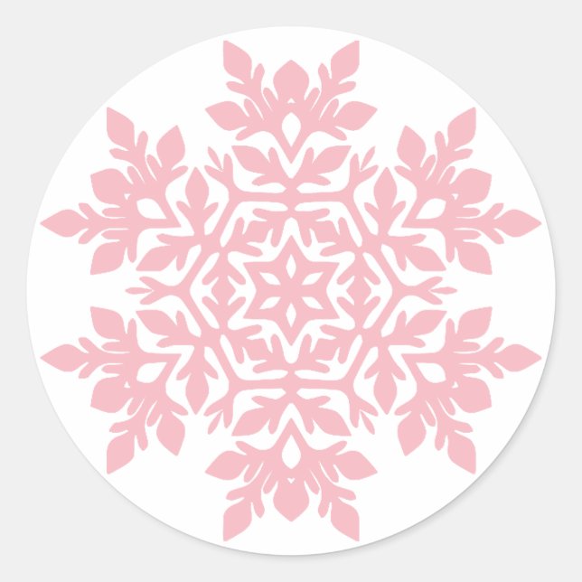 Elegant Snowflake (Sugar Blush) Classic Round Sticker (Front)