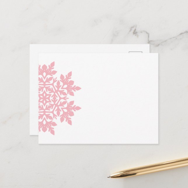 Elegant Snowflake (Sugar Blush) Holiday Postcard (Front/Back In Situ)