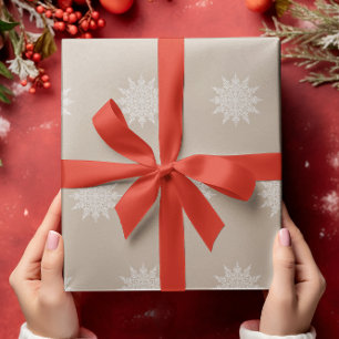 Elegant Snowflake   Watercolor   Christmas   Beige Wrapping Paper