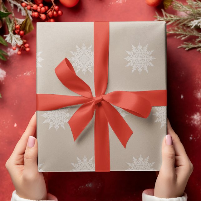 Elegant Snowflake | Watercolor | Christmas | Beige Wrapping Paper (Creator Uploaded)