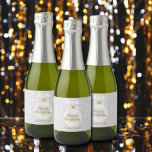 Elegant Snowflake White Ornament Christmas Mini Sparkling Wine Label<br><div class="desc">An elegant white Christmas tree ornament on a light grey background filled with snowflakes,  these mini sparkling wine bottle labels are fun for personalised gifts for the holidays. MATCHING items in our store.</div>
