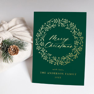 Elegant Snowflake Wreath Green Non-Photo Gold