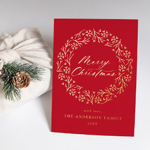 Elegant Snowflake Wreath Red Non-Photo Gold