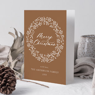 Elegant Snowflake Wreath Toffee Non-Photo Holiday Card