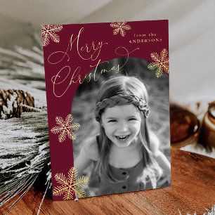 Elegant Snowflakes 2 Photo Burgundy and Gold