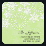 Elegant Snowflakes 5 - holiday address label<br><div class="desc">Green Holiday Address labels</div>