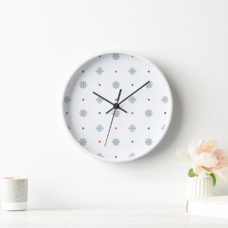 Elegant snowflakes and dots pattern clock