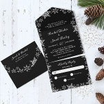 Elegant Snowflakes Black & White Christmas Wedding All In One Invitation<br><div class="desc">This all in one wedding design features an elegant snowflake border. Click the customise button for more flexibility in modifying the text. Variations of this design, different paper types, as well as coordinating products are available in our shop, zazzle.com/store/doodlelulu. Contact us if you need this design applied to a specific...</div>