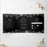 Elegant Snowflakes Black & White Winter Wedding Tri-Fold Invitation<br><div class="desc">This all-in-one wedding design features an elegant snowflakes border. Click the customise button for more flexibility in modifying the text. Variations of this design, different paper types, as well as coordinating products are available in our shop, zazzle.com/store/doodlelulu. Contact us if you need this design applied to a specific product to...</div>
