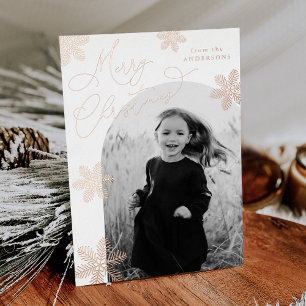 Elegant Snowflakes Christmas 2 Photo Rose Gold