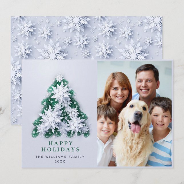 Elegant Snowflakes Christmas Greeting PHOTO Holiday Card (Front/Back)