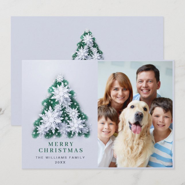 Elegant Snowflakes Christmas Greeting PHOTO Holiday Card (Front/Back)