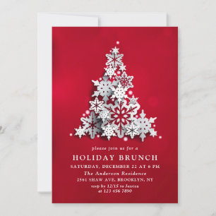Elegant Snowflakes Christmas HOLIDAY BRUNCH Invitation