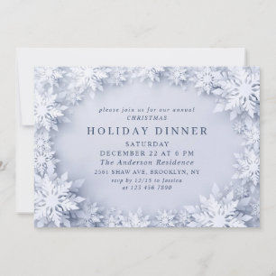 Elegant Snowflakes Christmas HOLIDAY DINNER Invitation