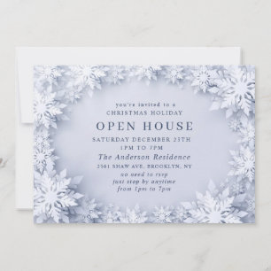 Elegant Snowflakes Christmas HOLIDAY Open House Invitation