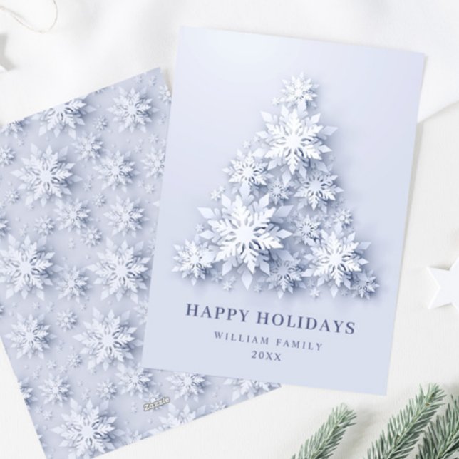 Elegant Snowflakes Christmas Tree Greeting Holiday Card (Creator Uploaded)