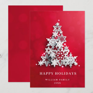 Elegant Snowflakes Christmas Tree Greeting Holiday Card