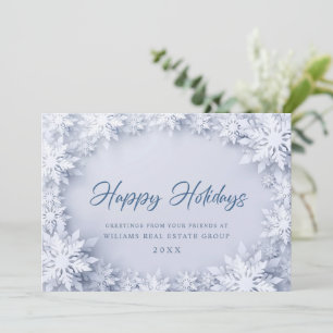 Elegant Snowflakes Corporate Christmas Greeting Holiday Card