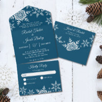 Elegant Snowflakes Dark Blue Navy Winter Wedding