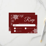 Elegant Snowflakes Dark Red Burgundy Wedding RSVP Card<br><div class="desc">This wedding design features elegant snowflakes on the front and back. Click the customise button for more flexibility in modifying the text. Variations of this design, different paper types, as well as coordinating products are available in our shop, zazzle.com/store/doodlelulu. Contact us if you need this design applied to a specific...</div>