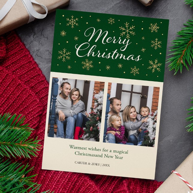 Elegant Snowflakes Family Photo Christmas Holiday Card (Creator Uploaded)