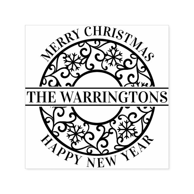 Elegant Snowflakes Lacy Filigree #2 Family Name Self-inking Stamp (Design)