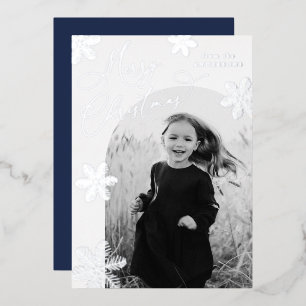 Elegant Snowflakes Merry Christmas 2 Photo Silver