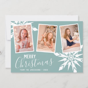 Elegant Snowflakes Merry Christmas Custom Photo Holiday Card