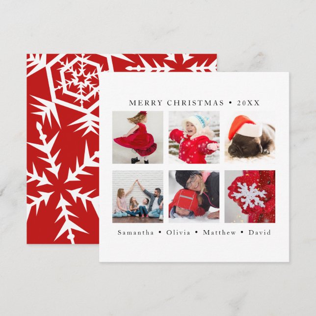 Elegant Snowflakes Merry Christmas Custom Photo Holiday Card (Front/Back)
