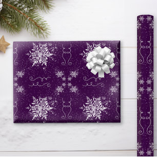 Elegant Snowflakes on Purple Amethyst Wrapping Paper